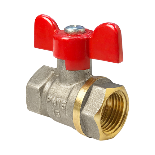 Кран шаровой латунь никель Ду20 Ру40 ВР полнопроходной бабочка  Dist Н112Б арт.1214359 